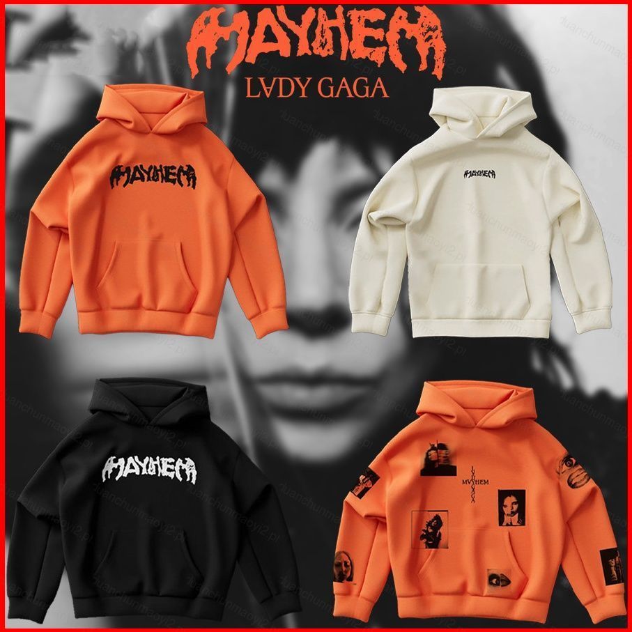 hoodie ลายพิมพ์ DC2 Lady Gaga Mayhem อัลบั้ม Merch ฮู้ดีลายพิมพ์สไตล์คลาสสิก