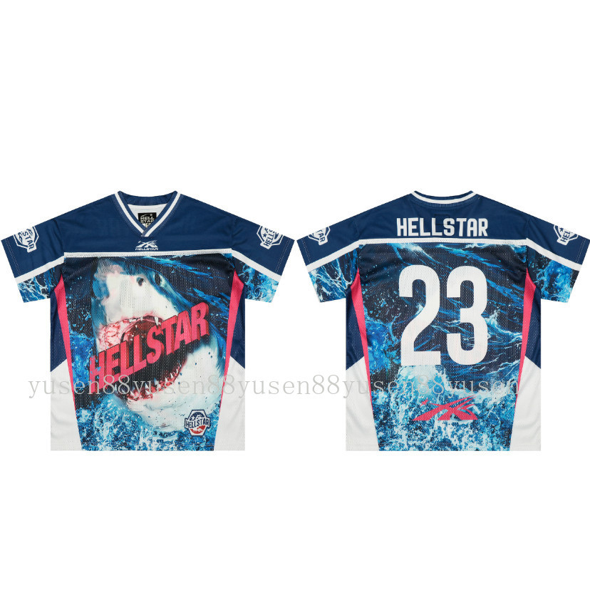 He he888ar Mesh Stitching เสื้อยืดแขนสั้นคอวีพิมพ์ลายดิจิตอล