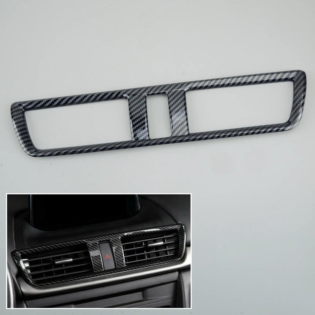 พลาสติกกลาง Air Outlet Vent ฝาครอบ Trim กรอบตกแต่ง Fit สําหรับ Mazda 3 Axela 2014-2016 2017 2018 2019 คาร์บอนไฟเบอร์สีดําสไตล์