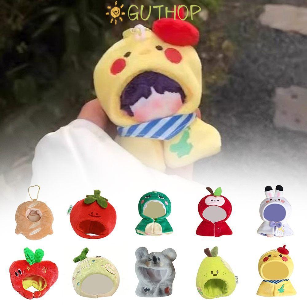 GUTHOP ผ้าคลุมหัวตุ๊กตา หมวกตุ๊กตาการ์ตูน Kawaii สัตว์ ถอดออกได้ พร้อมกระเป๋าเป้สะพายหลัง พวงกุญแจ จี้ สีชมพู Little Beaver สําหรับตุ๊กตา 10 ซม.