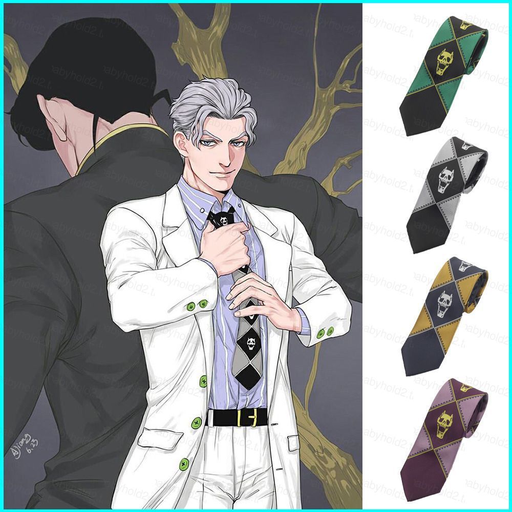 BH2 Jojo Bizarre Adventure Tie เนคไท KILLER QUEEN Kira Yoshikage Skull คอ Tie คอสเพลย์อะนิเมะเครื่อง