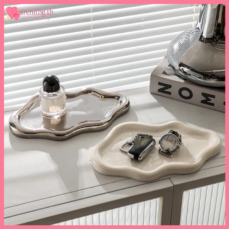 RENBG Simple ถาดเก็บเครื่องประดับ Creative Cloud Shapes Electroplated เครื่องประดับต่างหูแหวนจอแสดงผลเดสก์ท็อปจานสําหรับผู้หญิง TH