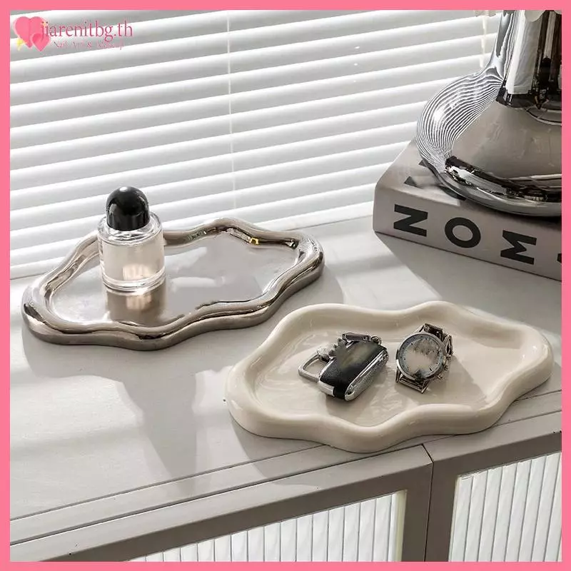 RENBG Simple ถาดเก็บเครื่องประดับ Creative Cloud Shapes Electroplated เครื่องประดับต่างหูแหวนจอแสดงผลเดสก์ท็อปจานสําหรับผู้หญิง TH