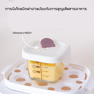 Berma Baby กล่องเก็บอาหารเด็ก 3PCS ฝาซิลิโคนการ์ตูน เข้าไมโครเวฟได้ ปลอดภัยสำหรับลูกน้อย