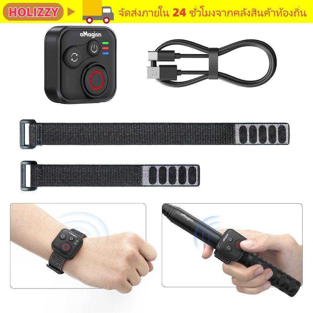 HOLIZZY กล้องคอนโทรลเลอร์ไร้สาย,พร้อมสายรัดข้อมือมัลติฟังก์ชั่นบลูทูธรีโมทคอนโทรล, 50M กันน้ําแบบพกพาบลูทูธคอนโทรลเลอร์สําหรับ Insta360 X5/X4/AcePro 2