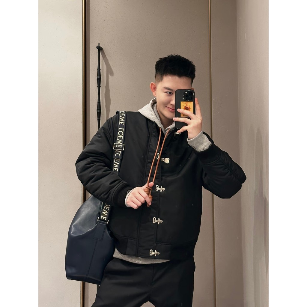 NU82 New Hook Buckle Nylon Pilot Cotton Jacket Coat Unisex Celebrity Style