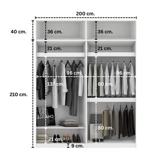 Koncept Furniture ตู้เสื้อผ้าขนาด 200 ซม. รุ่น Blox Fit in สีขาว แบรนด์ KONCEPT FURNITURE