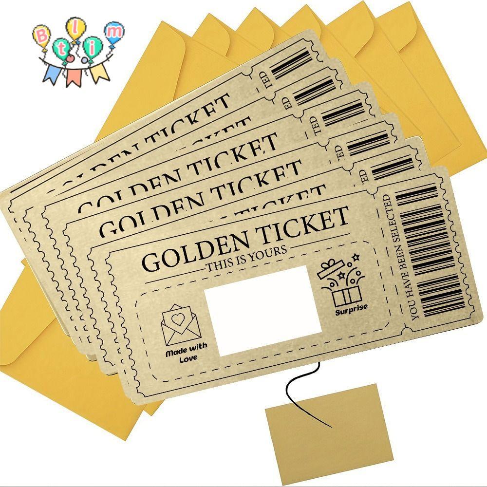 BTLIM Golden Ticket Scratch- Card,พร้อมซองจดหมายScratch Ticketคอนเสิร์ต,Partfavor RaffleของขวัญScrat