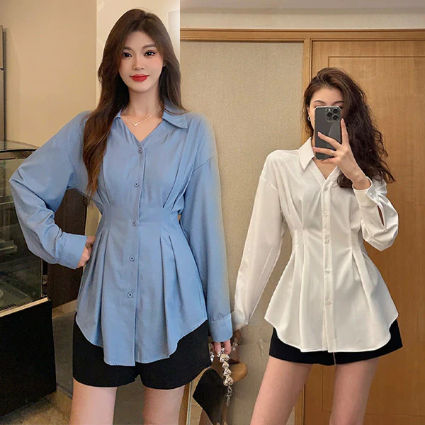 Red Berryเสื้อเชิ้ตแขนยาวเข้ารูปช่วงเอว มีปก ดีไซน์เรียบหรูและช่วยให้ดูผอมเพรียว99321