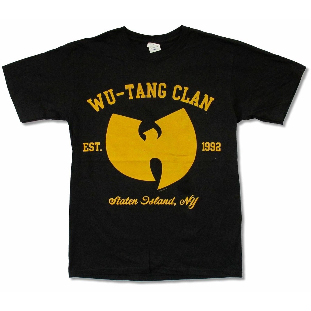 เตรียมจัดส่ง Hot sale WU-TANG CLAN band graphic Men's  Cotton Round Neck Short Sleeve T-Shirt  Adult
