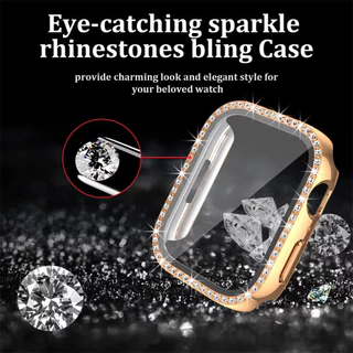กรณีพีซีเพชรแก้วนิรภัย for Apple Watch 45มม IWatch Series 11 10 9 8 7 6 5 4 SE 3 2 1 44มม 42 41 40 38มม ปกป้องกันหน้าจอ
