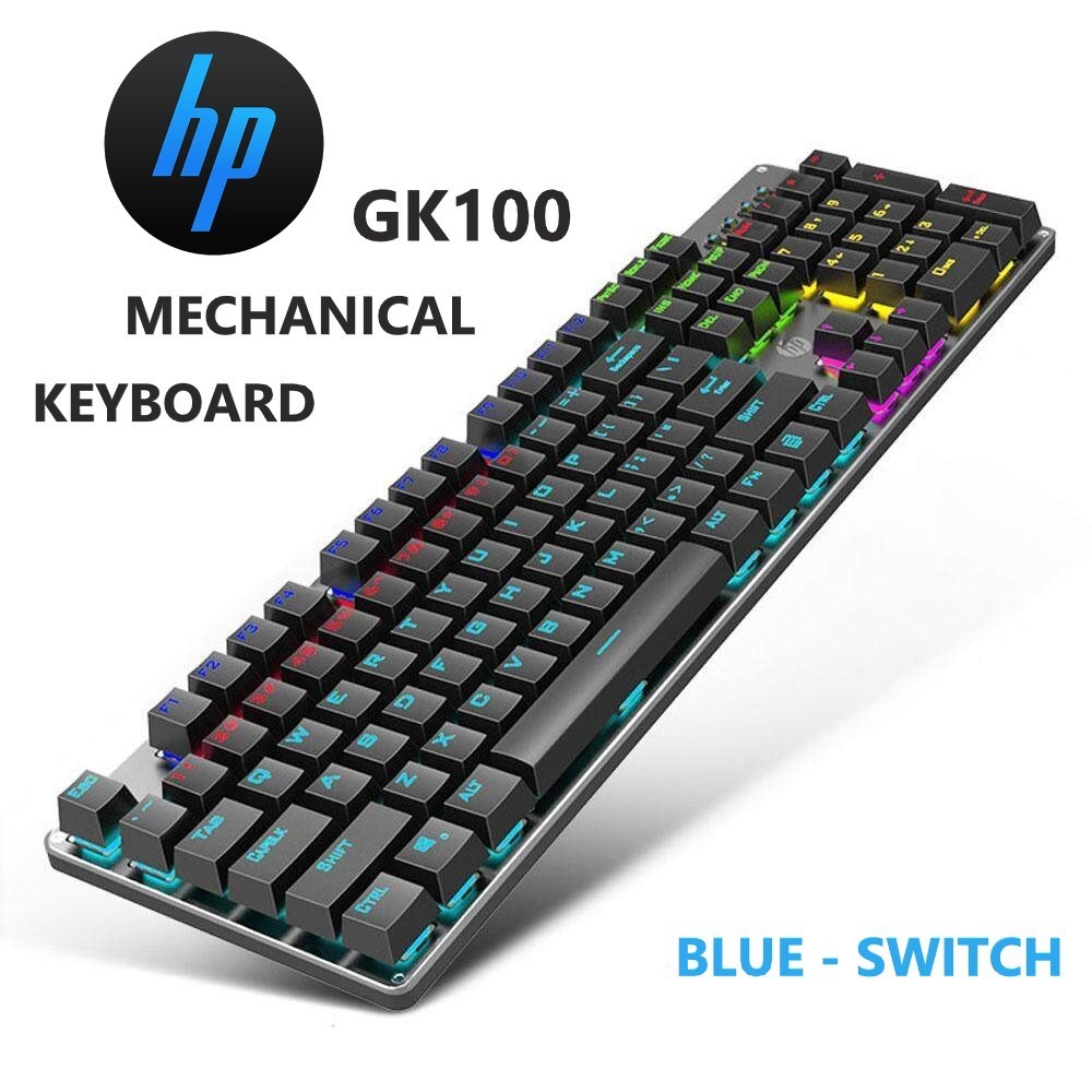 คีย์บอร์ดเกมมิ่ง HP GK100 MECHANICAL KEYBOARD 104 KEYS / BLUE SWITCH
