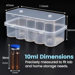 ALLUCK Microtube กล่องเก็บ, Stackable Vial Storage กล่องเปปไทด์พลาสติก 3/5/7/10mL จำนวนช่อง 2 / 10 และ 24 ช่อง