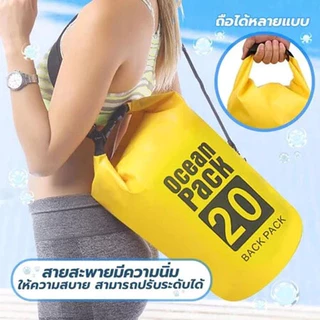 ถุงผ้าใบกันน้ำกลางแจ้ง เป้สะพายหลังสกูบ้าว่ายน้ำ ทนทาน สะดวกพกพา ความจุใหญ่พอสมควร สามารถใช้งานนานๆได้
