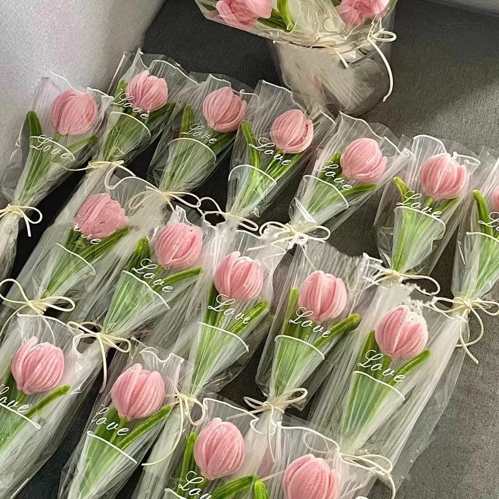 🇹🇭 พร้อมส่งจากไทย ดอกทิวลิป 🌷 ดอกไม้ทำจากลวดกำมะหยี่ สำหรับตกแต่งบ้าน