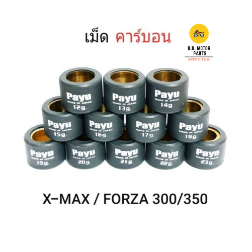 เม็ดตุ้ม ฟอซ่า XMAX ถ่วงน้ำหนัก แบรนด์ DEVIL เม็ดคาร์บอน 12-23 กรัม รถ X-MAX , FORZA300, 350 ทุกรุ่น (ราคาต่อ 1 เม็ด)