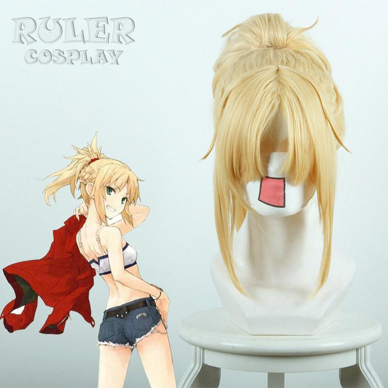 หางม้าคลิปสำหรับ cosplay Wig จาก Master Fate/Apocrypha แบบ Red Saber Mordred สินค้าใหม่มีสต็อก
