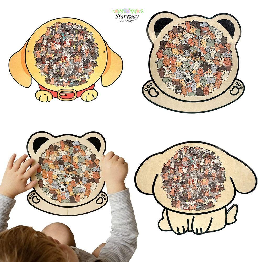 ชิ้นปริศนาลูกสุนัข STARYSWAY, การ์ตูนลูกสุนัข Outline Border Puppies ปริศนาไม้, ของเล่นปริศนารูปทรงไม่สม่ําเสมอ|ของเล่นคลายเครียดเพื่อการศึกษาไม้