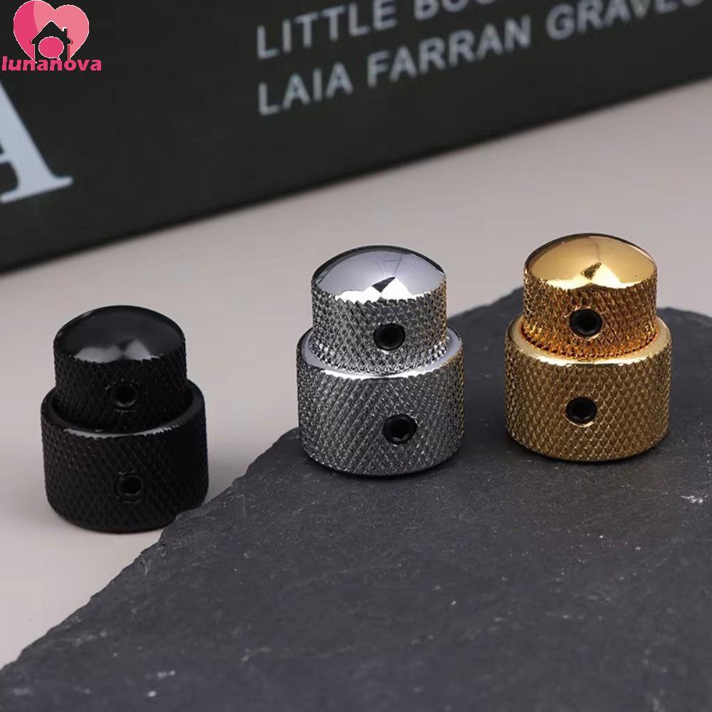 LUNANOVA 3 ชิ้น Dual Concentric Stacked ปุ่มควบคุม, แบบพกพา Domed/แบน 2 in 1 Volume Speed Control Knob, Rust-proof ติดตั้งง่ายที่ถอดออกได้ Tone Volume Blend Knob Cover