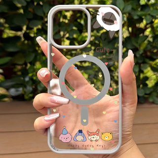 เคสโทรศัพท์แม่เหล็กรูปหัวใจสำหรับ iPhone 13 Pro/11/12 Pro Max/14/15/16 Plus เคสแม่เหล็กคุณภาพสูงช่วยปกป้องเลนส์กล้อง