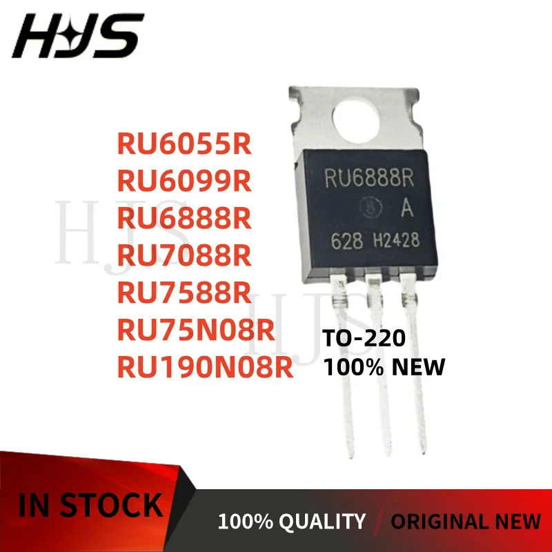 5PCS RU190N08R RU7588R RU6055R RU6099R RU75N08R RU7088R RU6888R TO-220 Field Effect ทรานซิสเตอร์