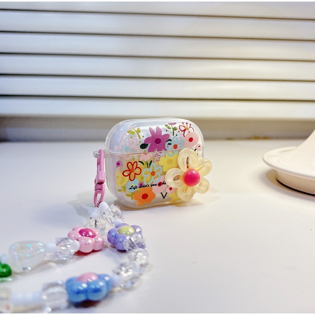 เคสหูฟังAirpods4 ดอกไม้ใหญ่ เคสใสการ์ตูนนูน  Airpods3 เคสหูฟังบลูทูธ gen gen1 gen2 เคสหูฟังไร้สาย Pr