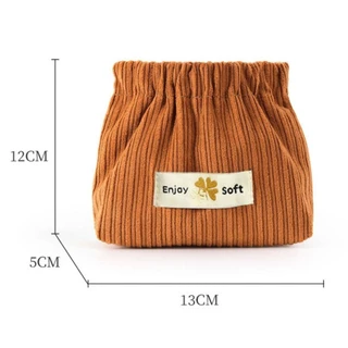 กระเป๋าเครื่องสำอางขนาดเล็ก LISAR ทำจากคอร์ดโรย ลายเรียบ สีเดียว พกพาสะดวก