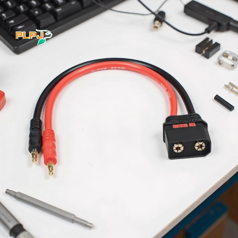 PLPJ ชาย 4 มม.Bullet Banana Plug สายชาร์จ 10AWG 30 ซม. QS8 Heavy Duty สายชาร์จตะกั่วใหม่