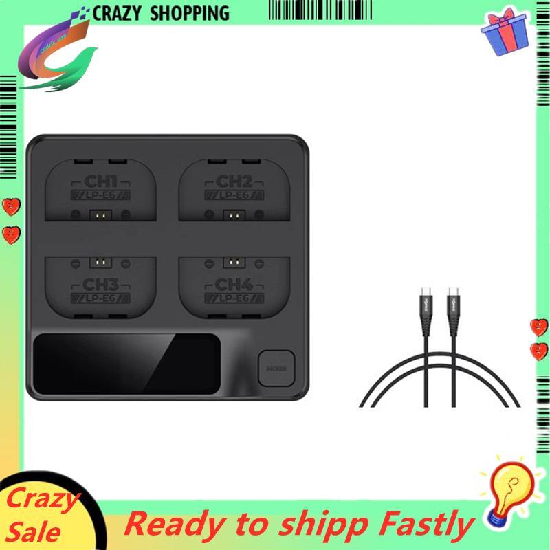 สําหรับ LP-E6 แบตเตอรี่ Charger 4-Slot Fast Charging Real-Time Power Detection ทํางานร่วมกับ 5D Mark