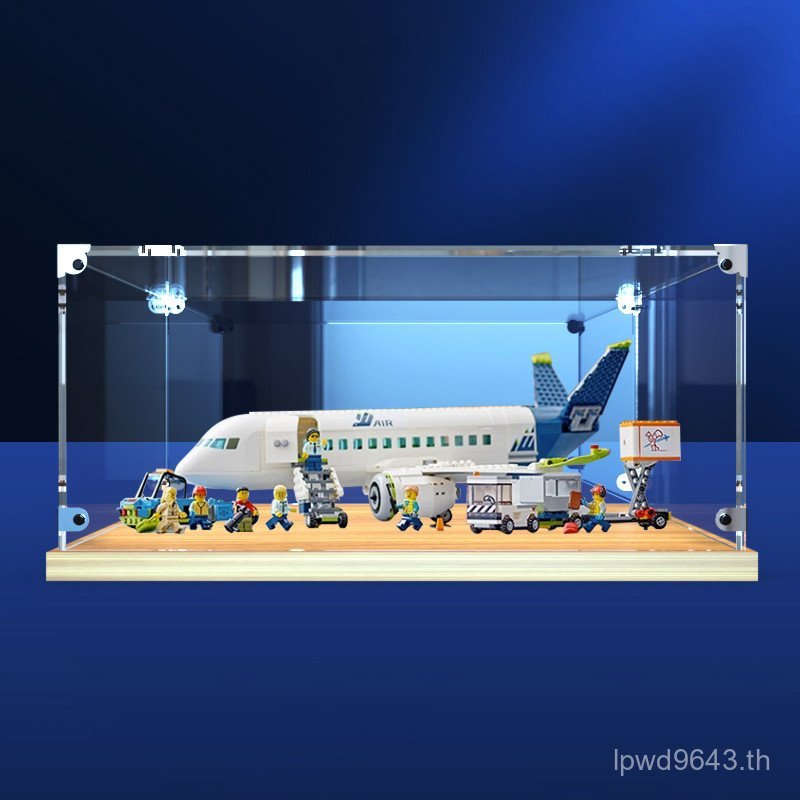 เหมาะสําหรับเครื่องบินอะคริลิแสดงสูงกล่องเก็บรูปกล่องไม้เพลงการจัดเก็บอาคารบล็อกขนส่งแขก60367ของเล่น