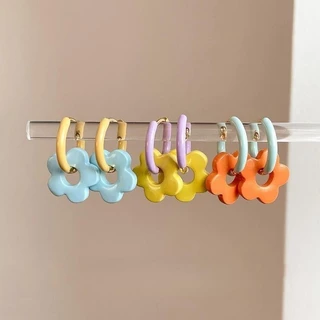 earring ต่างหูสตั๊ด 1 คู่ ins สไตล์เกาหลี หวาน น่ารัก y2k ดอกไม้ star สีโดพามีน COD