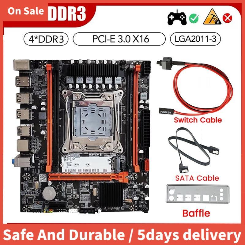 X99H เมนบอร์ดเดสก์ท็อป + สายสวิตช์ LGA2011-V3 B85 ชิป DDR3X4 ECC Slot M.2 NVME PCI-E 3.0 X16 SATA3.0