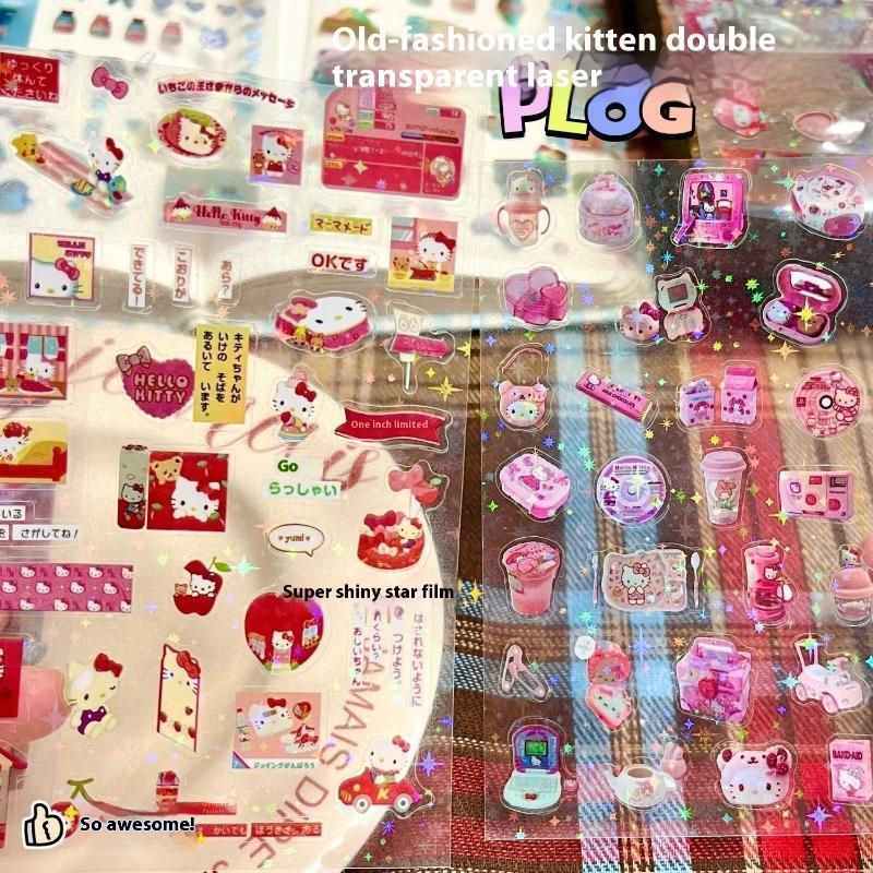<zhuliye123> 10แผ่นHelloKittyวัสดุบัญชีDecals High Beauty Duty Seriesน่ารักการ์ตูนKT Catเลเซอร์ตัดฟิ