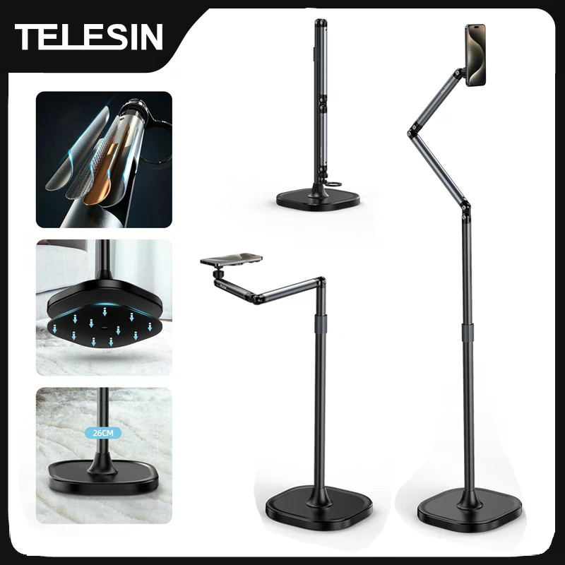 ประเทศไทยสต็อก TELESIN ขาตั้งพื้นโทรศัพท์มือถือแม่เหล็กไม่สามารถถ่ายทอดสดวงเล็บแท็บเล็ตยกวงเล็บที่วางโทรศัพท์มือถือสากล