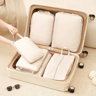 4PCS ถุงเก็บสัมภาระ บีบข้อมูลได้ กระเป๋าเก็บของสําหรับเดินทาง กระเป๋าเก็บของสําหรับเดินทางแบบบีบอัดได้