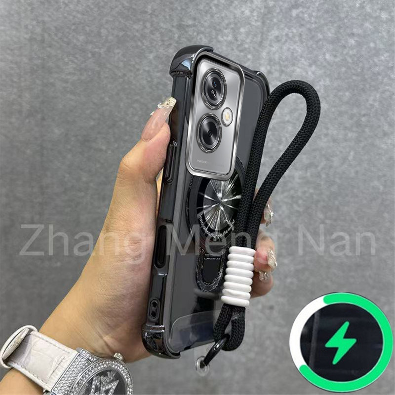 เหมาะสําหรับ OPPO A1 A2 A3 5G PRO A79 5G A98 5G เคสโทรศัพท์ U-รูปวงเล็บแม่เหล็กสี่มุม anti drop โปร่