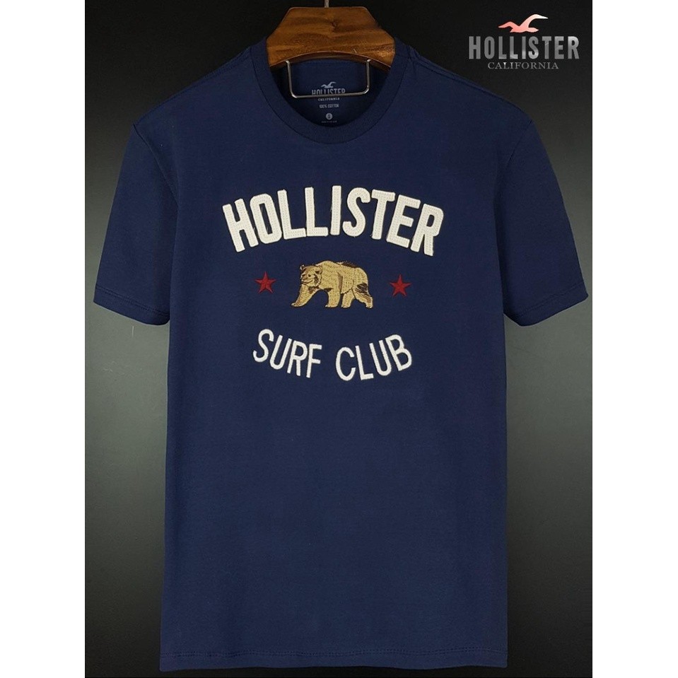 Hollister เสื้อยืดผ้าฝ้าย 100% ลายพิมพ์ elk letter แบบลูกเรือ คอกลม แขนสั้นComfort Top 0428