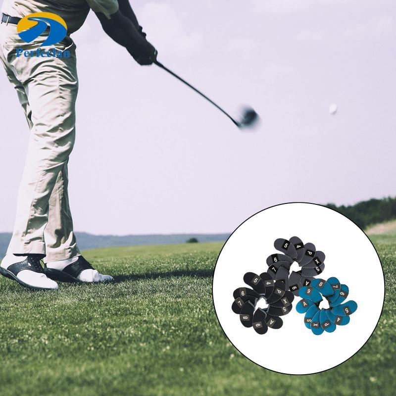 Perfectlan ครอบหัวไม้กอล์ฟ 10 ชิ้น สำหรับคลับหมายเลข 3, 4, 5, 6, 7, 8, 9, AW, SW, PW เพื่อการปกป้องท