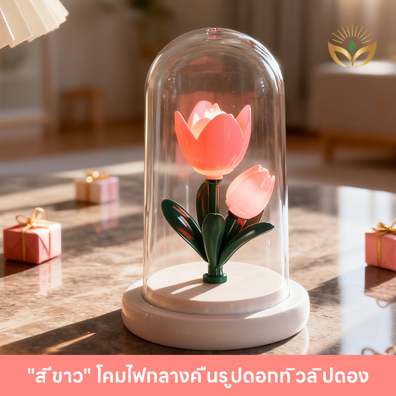 รุ่นใหม่2026 โคมไฟตกแต่งห้องนอนLED รูปดอกทิวลิปจำลอง ตั้งโต๊ะ  ของขวัญวันเกิด สวยงาม ประดับห้องสวย ราคา ถูกที่สุด ดีลบีเคเค แกลเลอรีภาพที่ 6