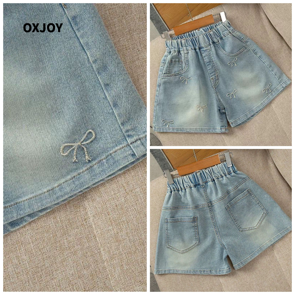 [OXJOY] กางเกงยีนส์ขาสั้นสำหรับเด็กผู้หญิง สไตล์แฟชั่น เหมาะสำหรับใส่ลำลองทุกวัน LXJ277