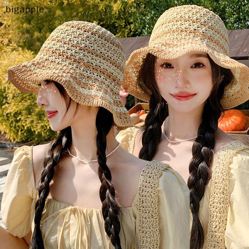 Bigapple หมวกกันแดดแบบกลวงระบายอากาศสําหรับผู้หญิงและเด็กหญิงที่มีป้องกันรังสียูวีหมวกชาวประมงแบบพับ