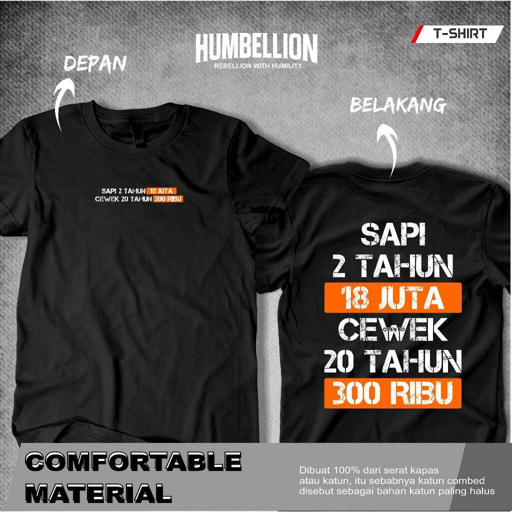 เปิด BO COW เสื้อยืด 2 ปี 18 MILLION TSHIRT WORDS SINDIRAN VIRAL DISTRO ผ้าฝ้าย COMBED TOPS สําหรับผ