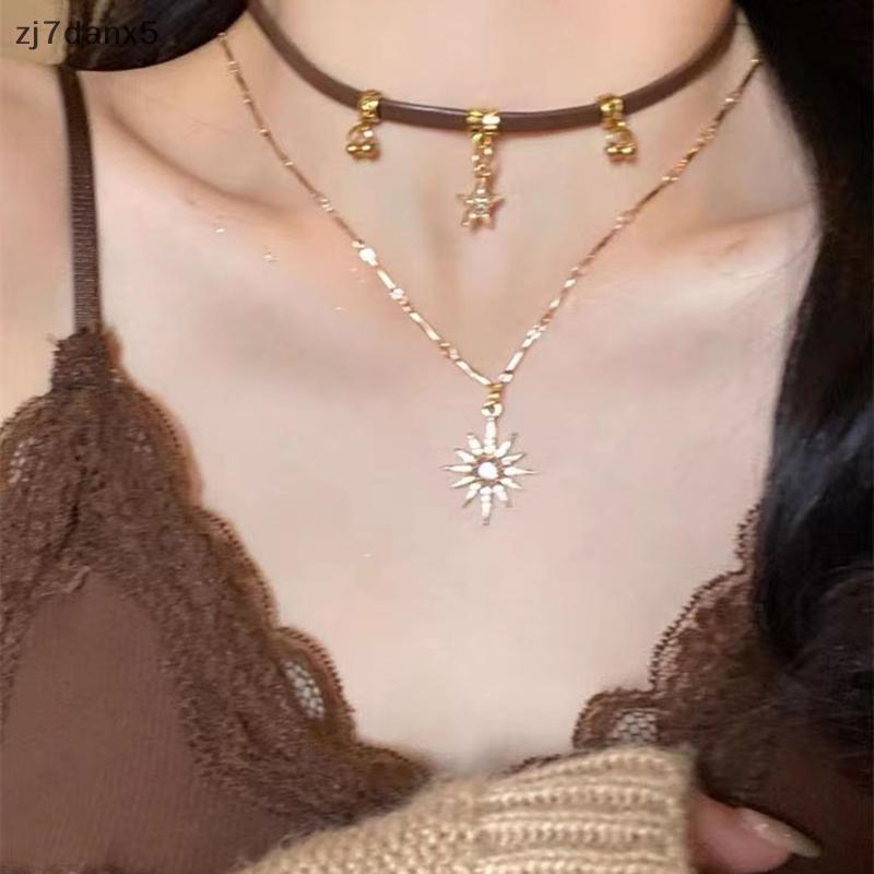 TH-HG 1/2ชิ้นสร้อยคอแฟชั่นดาวเพทายสำหรับผู้หญิงสร้อยคอวินเทจเครื่องประดับสร้อยคอโซ่ปรับได้จี้ดาวสองช