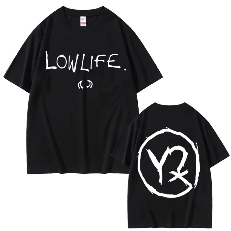 โลโก้ของอัลบั้ม Yungblud Lowlife เสื้อยืดผู้ชายผู้หญิงแฟชั่นร็อคย้อนยุคแขนสั้นเสื้อยืดผู้ชายผ้าฝ้ายข