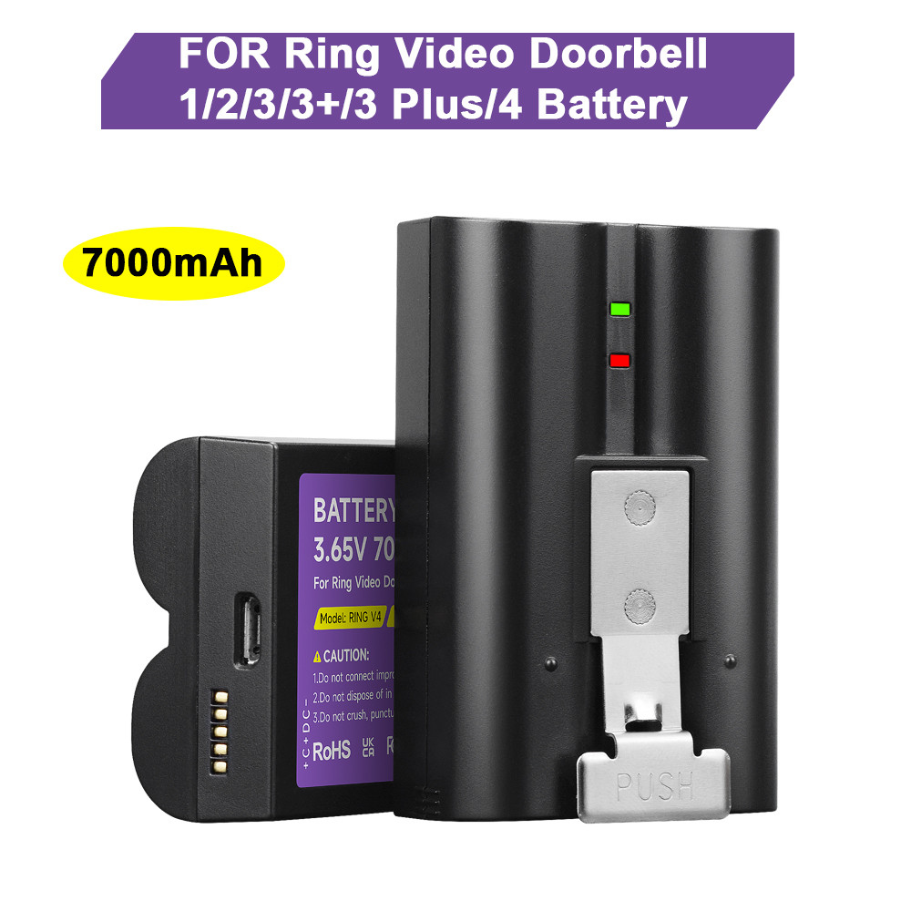 7000mAh High Capacity For Ring Video Doorbell V4 Battery 3.65V Li-ion Battery Compatible with Ring V