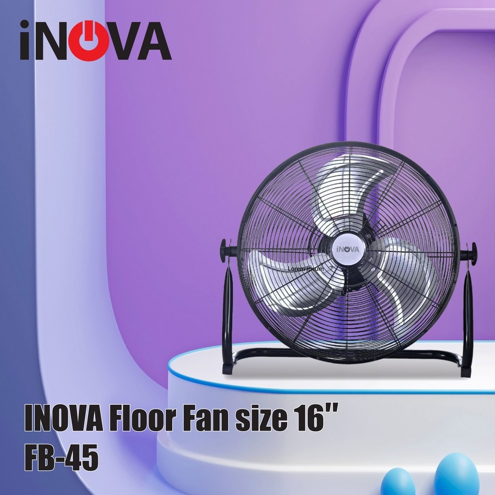 INOVA พัดลมอุตสาหกรรมตั้งพื้น ขนาด 16 นิ้ว รุ่น FB-45 สีดำ รับประกันของเเท้