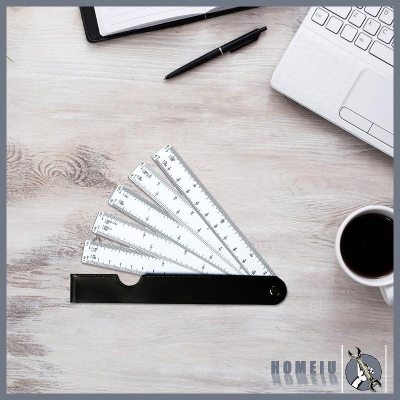 HOMEIU Professional Fan-Style Scale Ruler 19cm 7 ขนาด 5 นิ้วไม้บรรทัด Engineer Scale