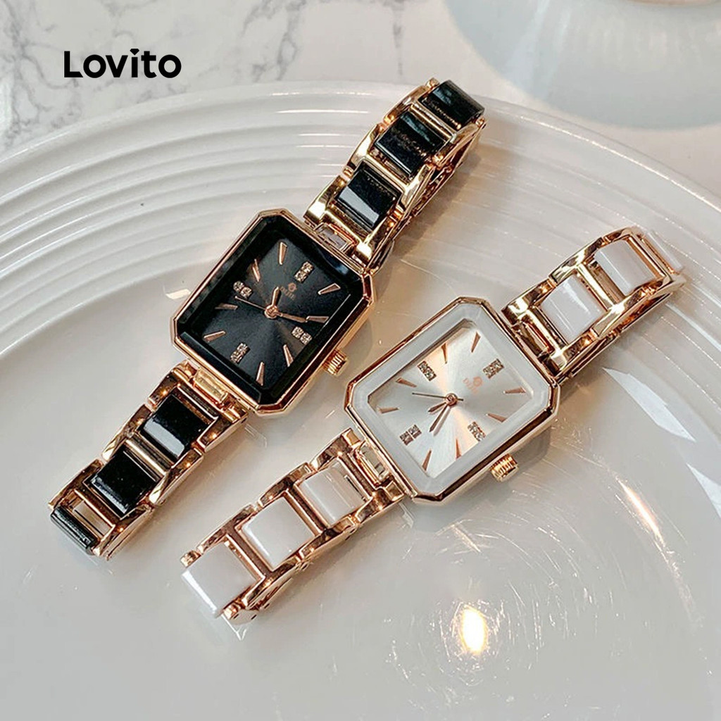 Lovito นาฬิกาควอทซ์สายโลหะดีไซน์มินิมัลทรงสี่เหลี่ยมผู้หญิง LFA86238 - รูปที่ 2