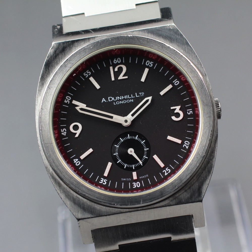 Near MINT Dunhill RPM 8034 Black Small Seconds Quartz 37mm Men's Watch JAPAN