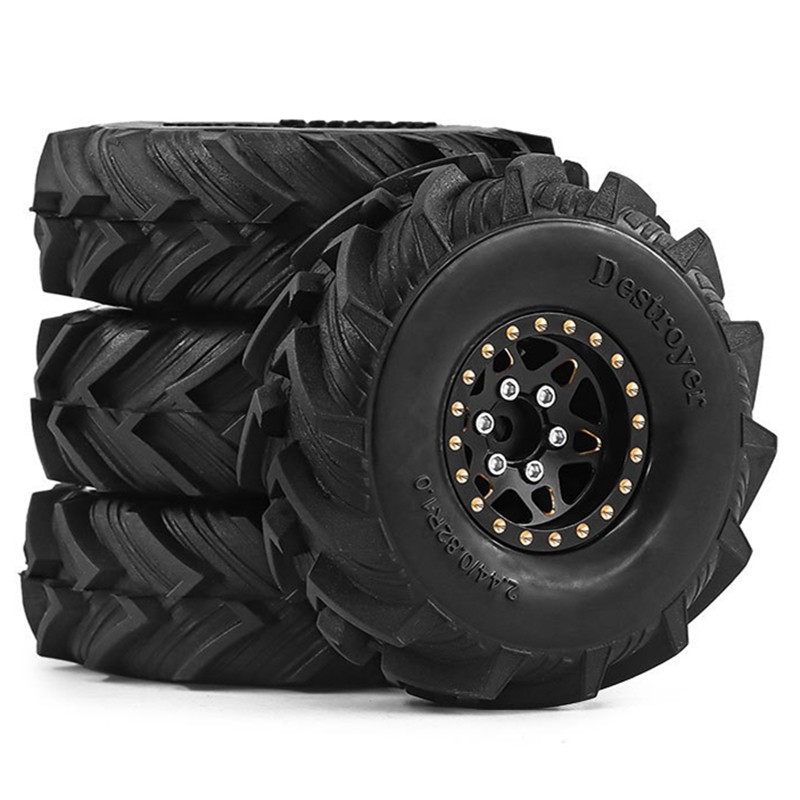 4pcs 62x21 มม.1.3 นิ้วทองเหลือง Beadlock ล้อและยางสําหรับ 1/18 1/24 RC Crawler รถ FCX24 FCX24M TRX4M